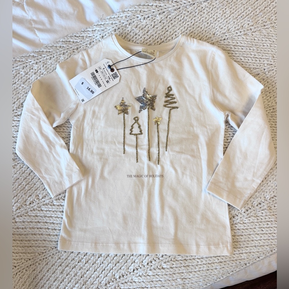 NEW with tags Zara Kids Size 6 little girl holiday top. Soft!